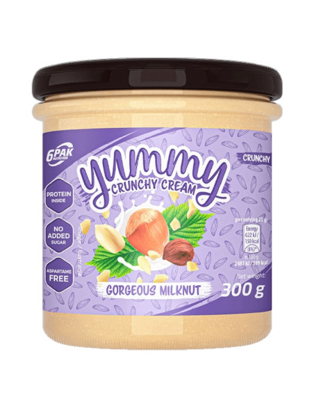 Krem 6PAK Yummy Crunchy Cream 300g Gorgeous Milknut mleczny orzech w sklepie Pakuj ZDROIWE Gdańsk Wrzeszcz