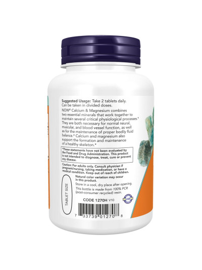 Tył NOW FOODS Calcium & Magnesium 100 tabs w sklepie Pakuj ZDROWIE Gdańsk Wrzeszcz