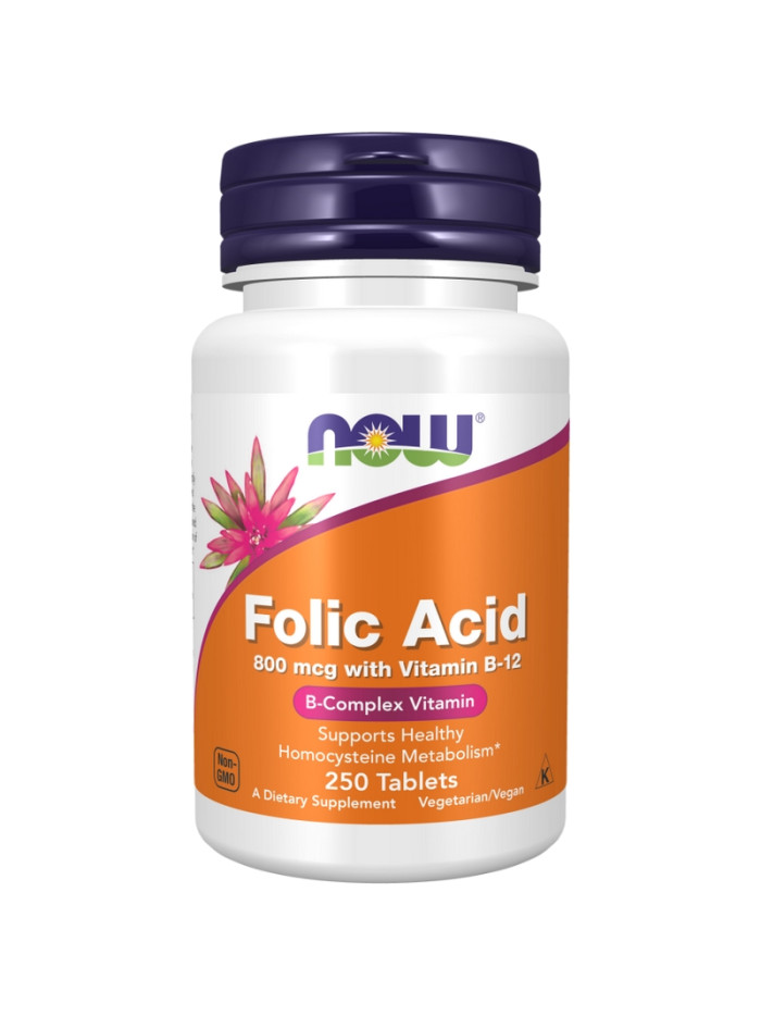 NOW FOODS Folic Acid 800 mcg with Vitamin B-12 250 tabs w sklepie Pakuj ZDROWIE Gdańsk Wrzeszcz