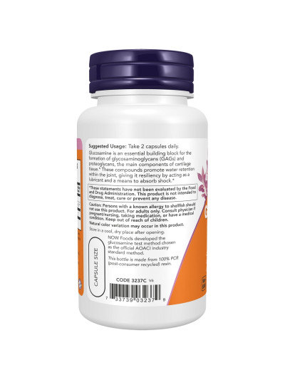 Tył NOW FOODS Glucosamine 1000 60 vcaps w sklepie Pakuj ZDROWIE Gdańsk Wrzeszcz