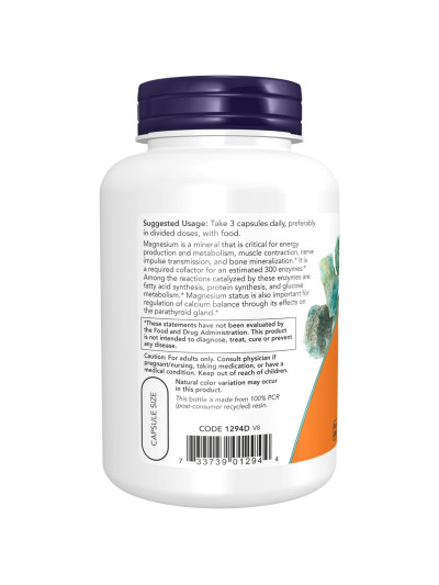 Tył NOW FOODS Magnesium Citrate 120 vcaps w sklepie Pakuj ZDROWIE Gdańsk Wrzeszcz