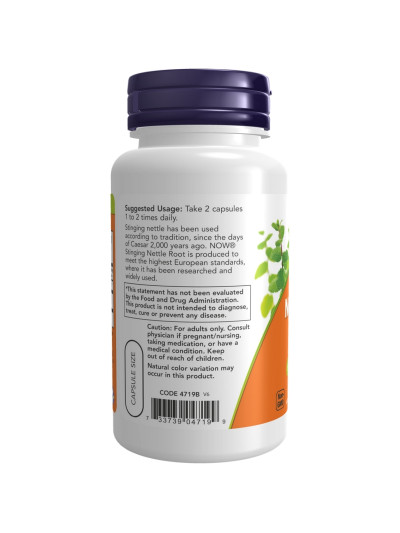 Tył NOW FOODS Stinging Nettle Root Extract 90 vcaps w sklepie Pakuj ZDROWIE Gdańsk Wrzeszcz