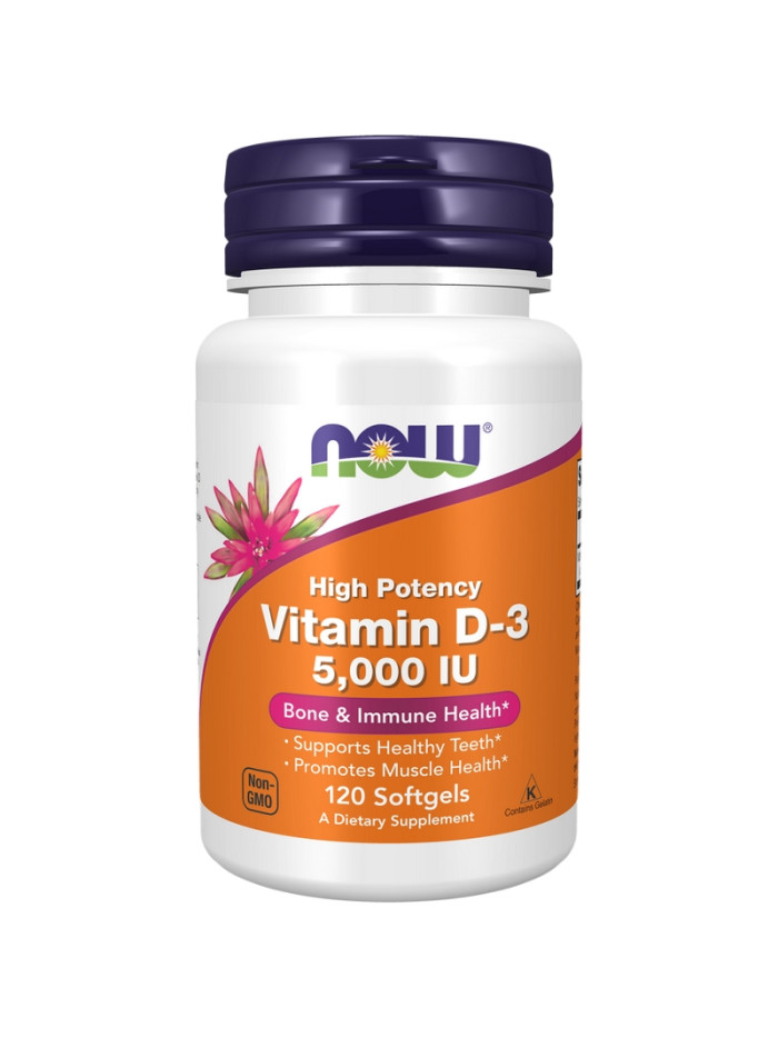 NOW Foods Vitamin D-3 5000 IU Softgels 120caps w sklepie Pakuj ZDROWIE Gdańsk Wrzeszcz