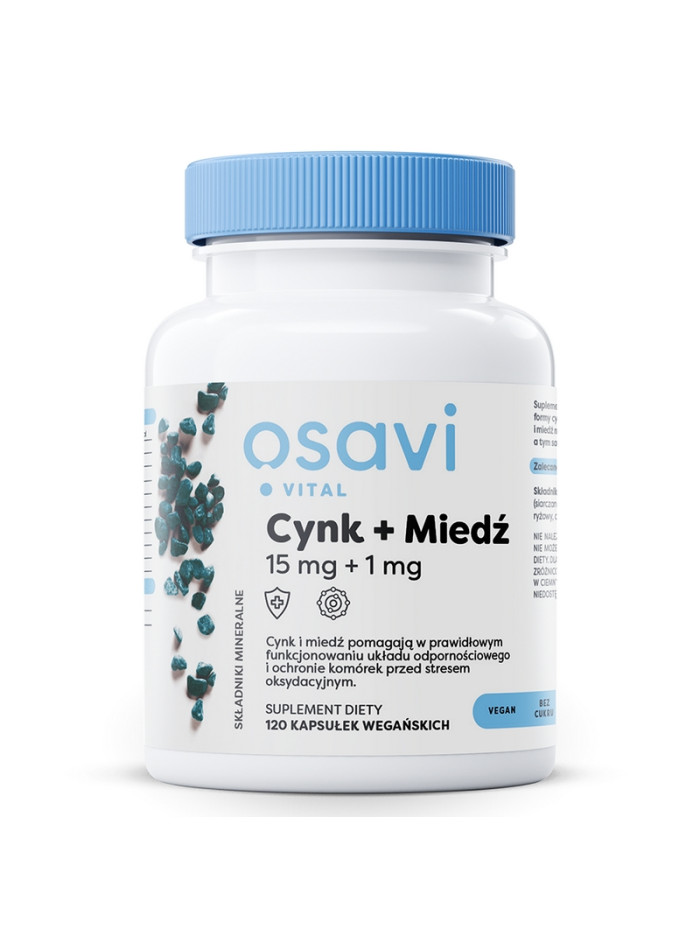 OSAVI Cynk 15mg + Miedź 1mg 120 vcaps w sklepie Pakuj ZDROWIE Gdańsk Wrzeszcz