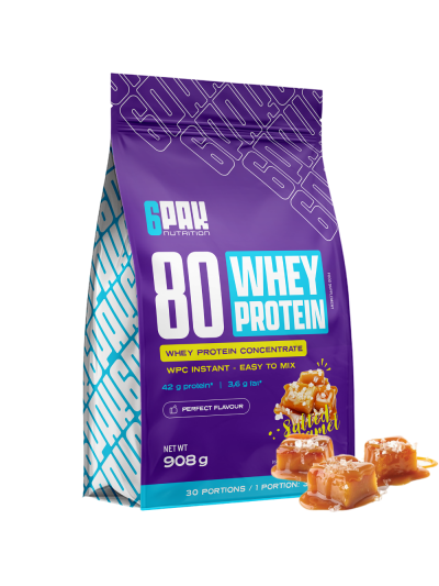 6PAK 80 Whey Protein 908 g słony karmel smak w sklepie Pakuj ZDROWIE Gdańsk Wrzeszcz