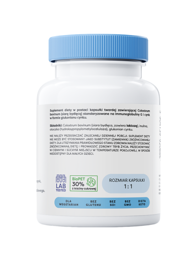 Tył OSAVI Colostrum Immuno 800mg 60 caps w Pakuj ZDROWIE Gdańsk Wrzeszcz