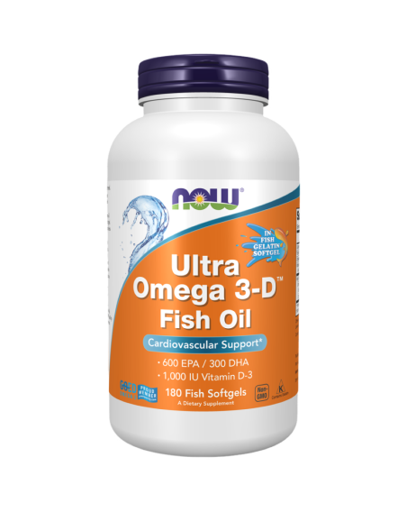NOW FOODS Ultra Omega 3+D Fish Oil Softgels 180 caps w Pakuj ZDROWIE Gdańsk Wrzeszcz