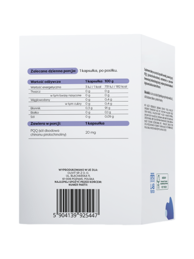 Skład OSAVI PQQ 20mg 30 vcaps w Pakuj ZDROWIE Gdańsk Wrzeszcz