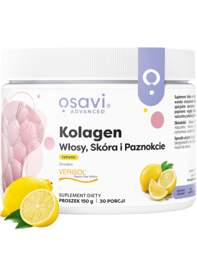 Przód OSAVI Kolagen Włosy, Skóra i Paznokcie 150 g cytryna w Pakuj  ZDROWIE Gdańsk Wrzeszcz