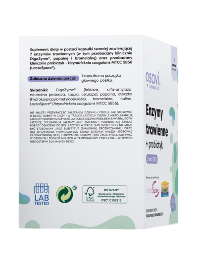Sposób użycia OSAVI Enzymy Trawienne + Probiotyk 60 vcaps w Pakuj ZDROWIE Gdańsk Wrzeszcz
