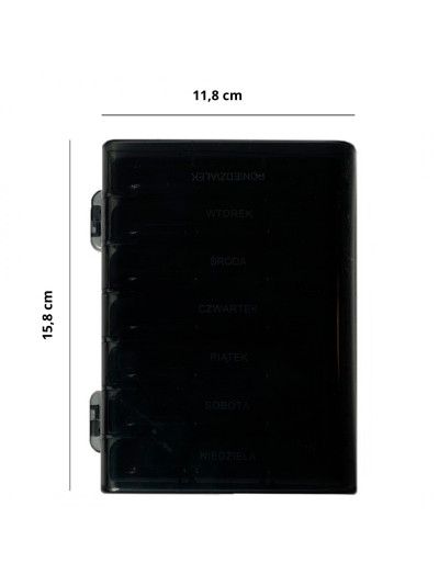 Wymiary PAKUJ ZDROWIE Pillbox Opakowanie na tabletki 7 dni w Pakuj ZDROWIE