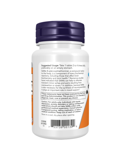 Tył NOW FOODS SAMe 400mg 30 tabs w Pakuj ZDROWIE Gdańsk Wrzeszcz