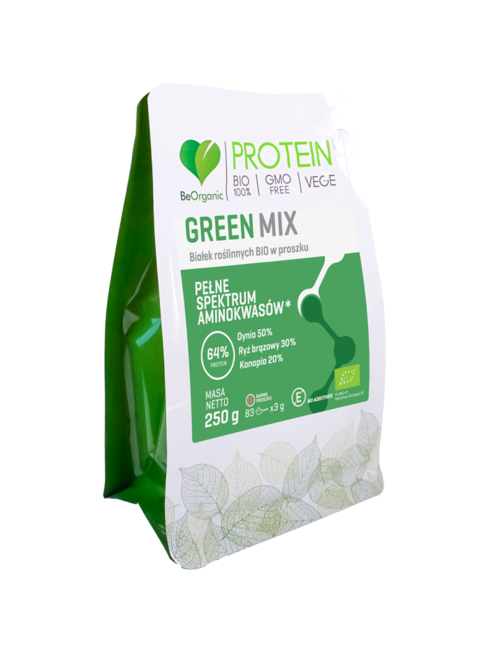 BeOrganic Green MIX białek roślnnych BIO w proszku 250 g w Pakuj ZDROWIE Gdańsk Wrzeszcz
