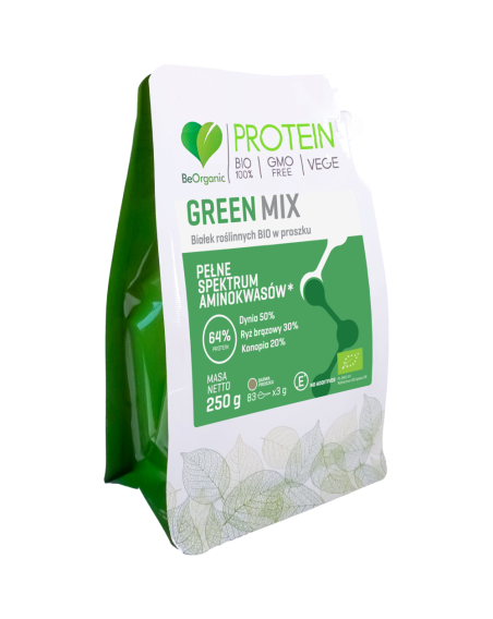 BeOrganic Green MIX białek roślnnych BIO w proszku 250 g w Pakuj ZDROWIE Gdańsk Wrzeszcz
