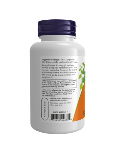 Tył NOW FOODS Astragalus 500 mg 100 vcaps w Pakuj ZDROWIE Gdańsk Wrzeszcz