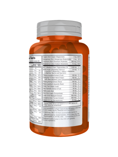 Tył NOW FOODS Men's Active Sports Multi Softgels 90 caps w Pakuj ZDROWIE Gdańsk Wrzeszcz