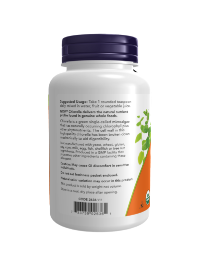 Tył NOW FOODS Chlorella Pure Powder 113 g w Pakuj ZDROWIE Gdańsk Wrzeszcz