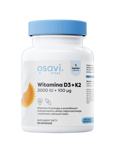 OSAVI Witamina D3+K2 2000IU+100mcg 60 caps w Pakuj ZDROWIE Gdańsk Wrzeszcz