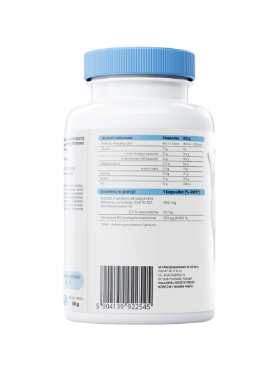 Skład OSAVI Ashwagandha Extra 400mg 120 vcaps w Pakuj ZDROWIE Gdańsk Wrzeszcz