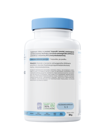 Tył OSAVI Ashwagandha Extra 400mg 120 vcaps w Pakuj ZDROWIE Gdańsk Wrzeszcz