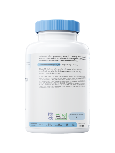 Tył OSAVI Ashwagandha Extra 400mg 180 vcaps w Pakuj ZDROWIE Gdańsk Wrzeszcz