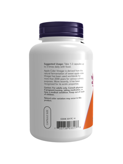 Tył NOW FOODS Apple Cider Vinegar 450mg 180 vcaps w Pakuj ZDROWIE Gdańsk Wrzeszcz