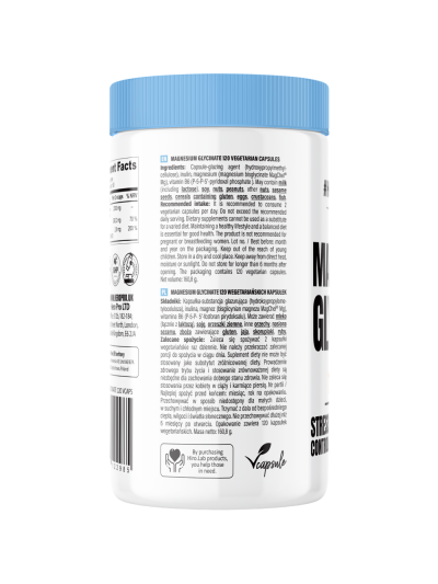 Tył HIRO.LAB Magnesium Glycinate 120 vcaps w Pakuj ZDROWIE Gdańsk Wrzeszcz