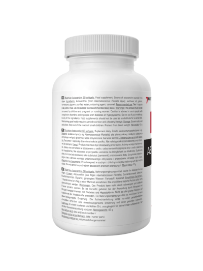 Tył 7NUTRITION Astaxanthin Natural Softgels 60 caps w Pakuj ZDROWIE Gdańsk Wrzeszcz