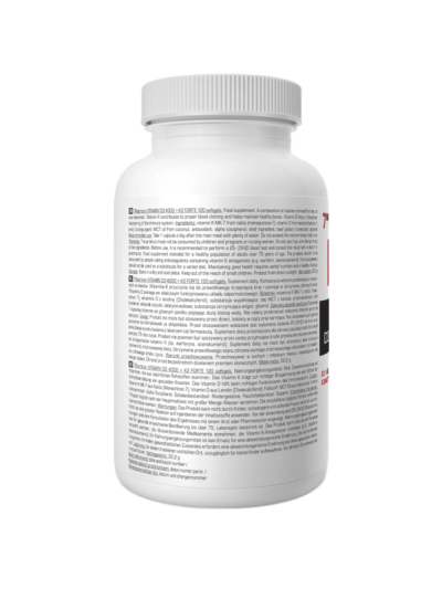 Tył 7NUTRITION Vitamin D3 4000 + K2 Forte Softgels 120 caps w Pakuj ZDROWIE Gdańsk Wrzeszcz