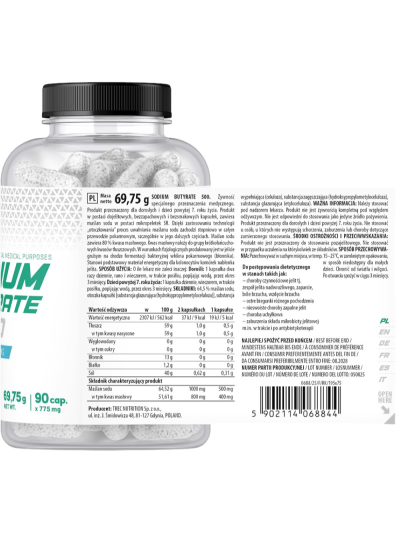 Skład TREC Sodium Butyrate 500 90 caps w Pakuj ZDROWIE Gdańsk Wrzeszcz