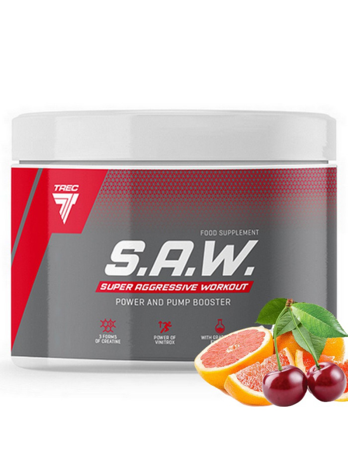 Przedtreningówka Trec Nutrition S.A.W. Powder 200g wiśnia z grejpfrutem w sklepie Pakuj ZDROWIE Gdańsk Wrzeszcz