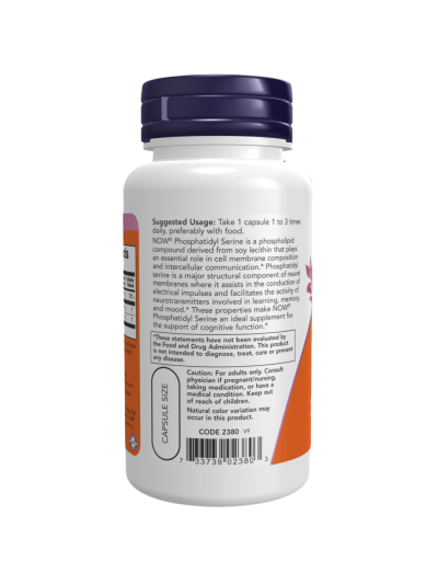 Tył NOW FOODS Phosphatidyl Serine 100mg 100 vcaps w Pakuj ZDROWIE Gdańsk Wrzeszcz