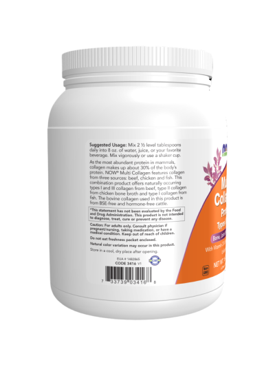 Tył NOW FOODS Multi Collagen Protein Types I, II & III 454 g w Pakuj ZDROWIE Gdańsk Wrzeszcz