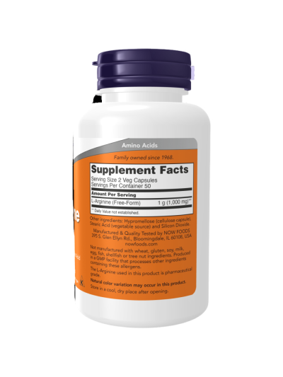 Skład NOW FOODS L-Arginine 500mg 100 vcaps w Pakuj ZDROWIE Gdańsk Wrzeszcz