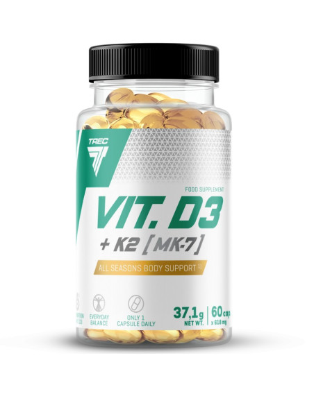 Witamina D3 z K2 MK7 Trec Nutrition Vitamin D3+K2 MK-7 60kaps w sklepie Pakuj ZDROWIE Gdańsk Wrzeszcz