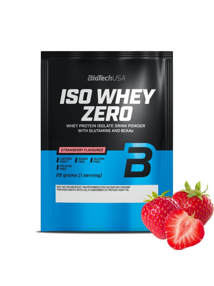 Izolat białka serwatki BioTechUSA Iso Whey Zero porcja 25g truskawka w sklepie Pakuj ZDROWIE Gdańsk Wrzeszcz